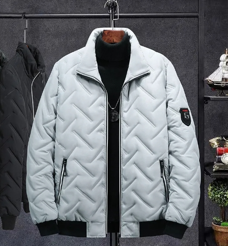Men's Cotton-Padded Jacket – Short Stand Collar Style