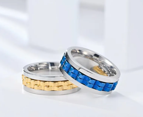 Stainless Steel Spinner Fidget Ring for Men - Stylish & Functional