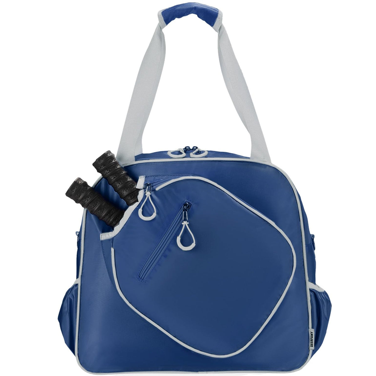 DEERFAMY Large Pickleball Tote Bag with Zipper & Removable Shoulder Strap for 8 Paddles & Clothing for Christmas gift Blue