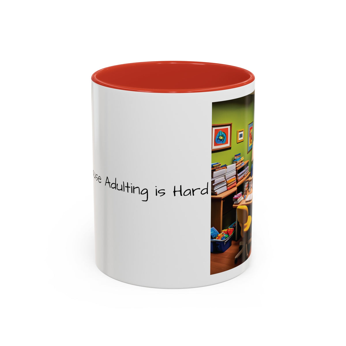“Coffee: Because Adulting is Hard" Accent Coffee Mug (11, 15oz) - OLM Store