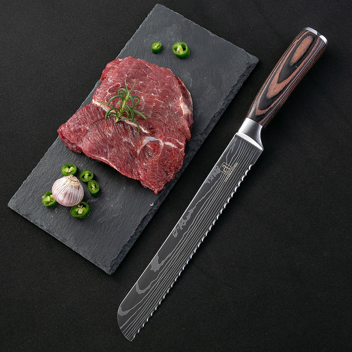 Damascus-Style Kitchen Knife Set