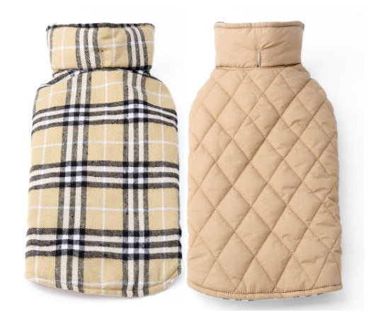 Plaid Dog Jacket – Beige British-Style Pet Outerwear