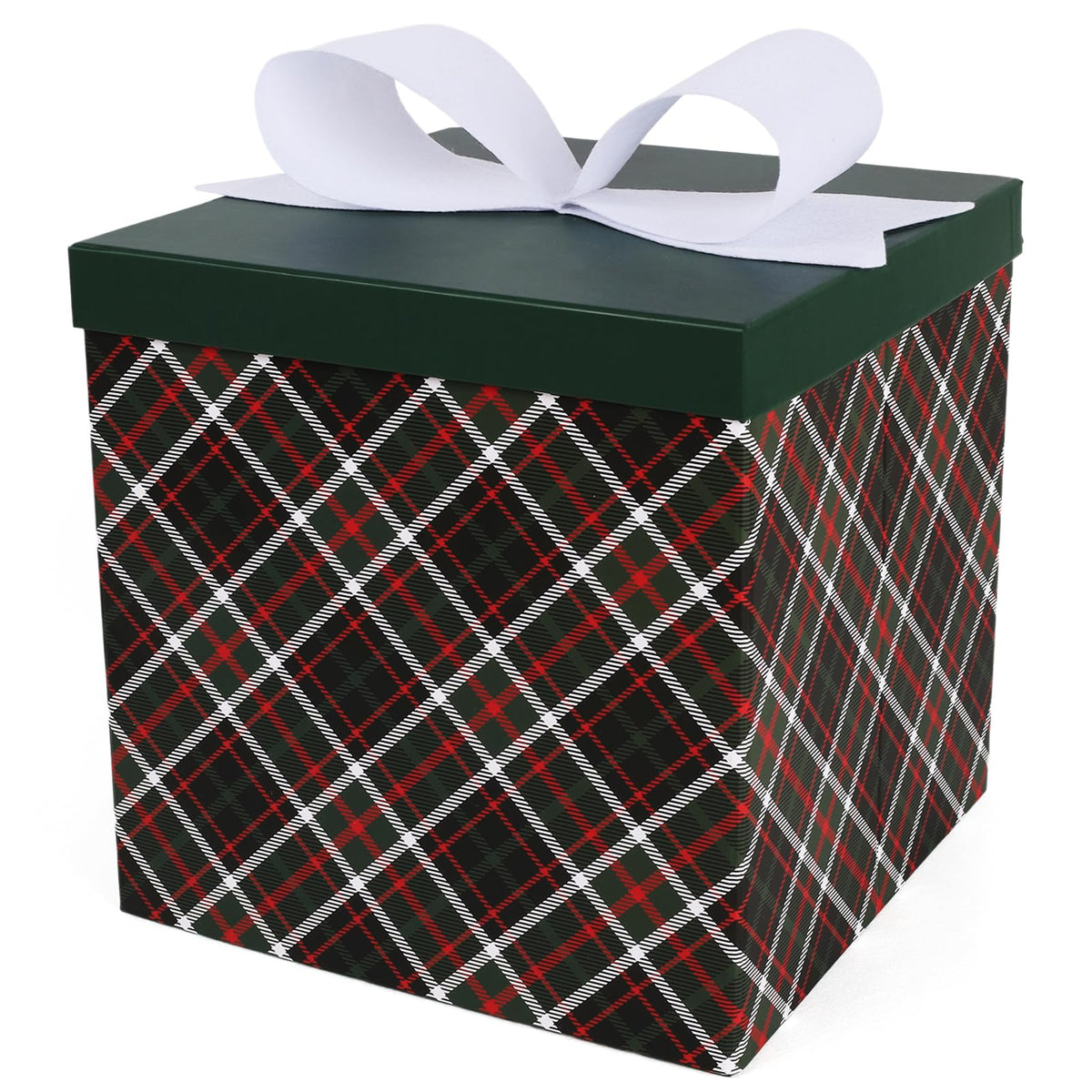 Green Bias Plaid Christmas Gift Boxes with Lids