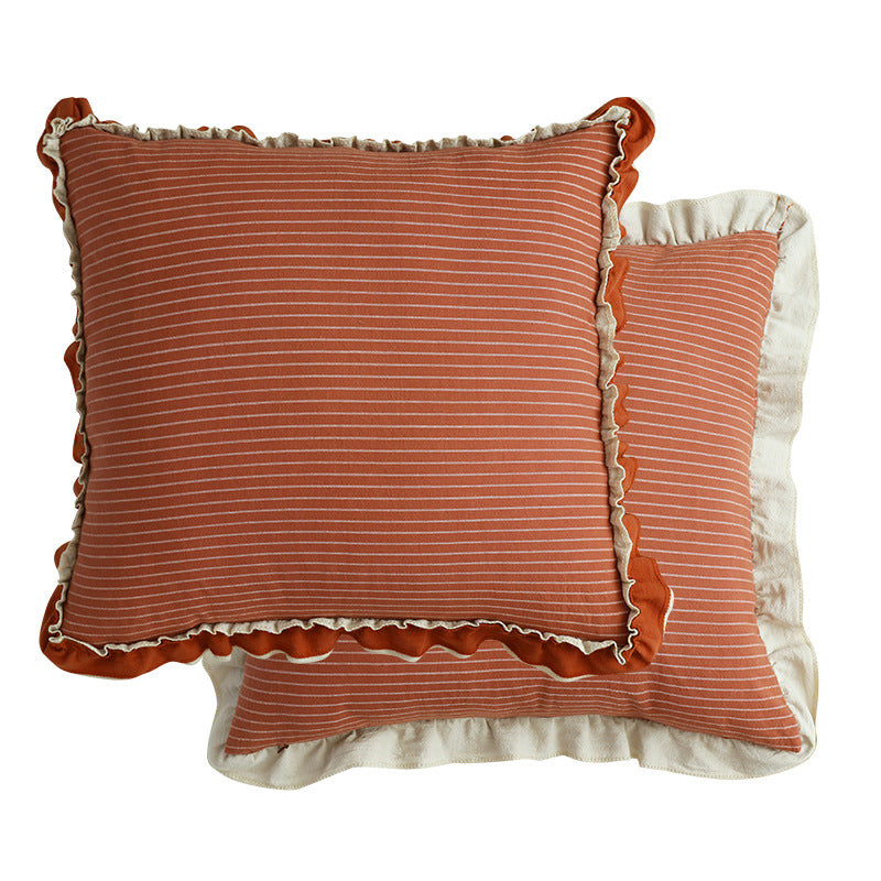 Ruffled Sofa Cushion with Striped Detail for Cozy Home Styling