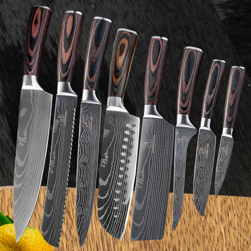 Damascus-Style Kitchen Knife Set