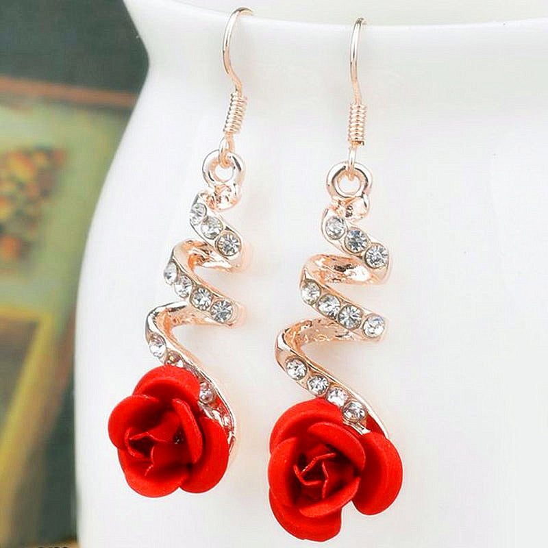 Rose Flower Earrings in Red for Everyday and Occasion Styling