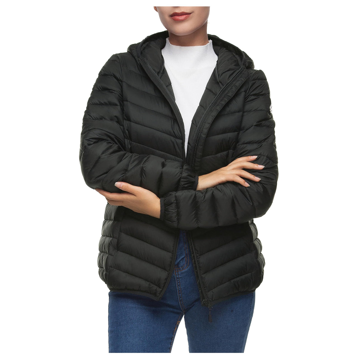 Packable Puffer Jacket – Rokka&Rolla Women's Black Coat