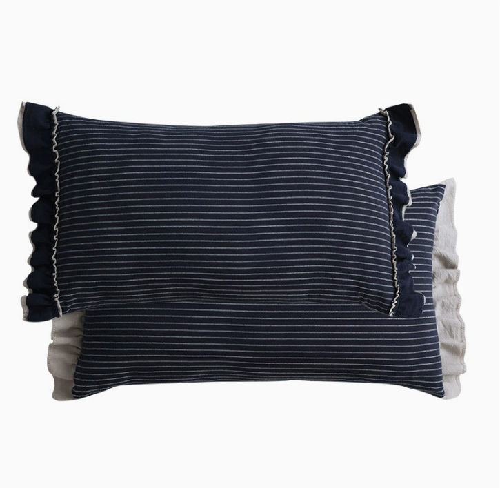 Ruffled Sofa Cushion with Striped Detail for Cozy Home Styling