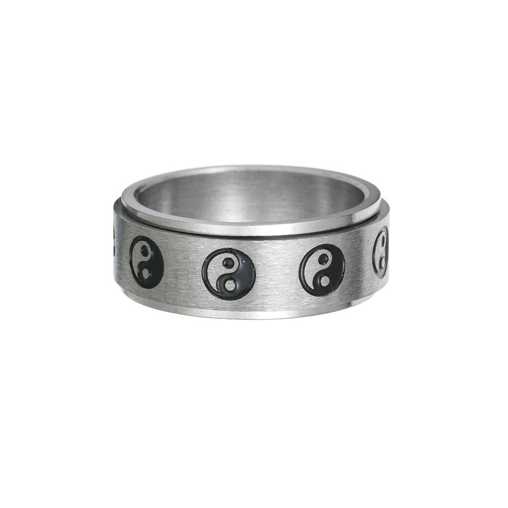 Yin-Yang Spinner Ring – Black or Silver Tone