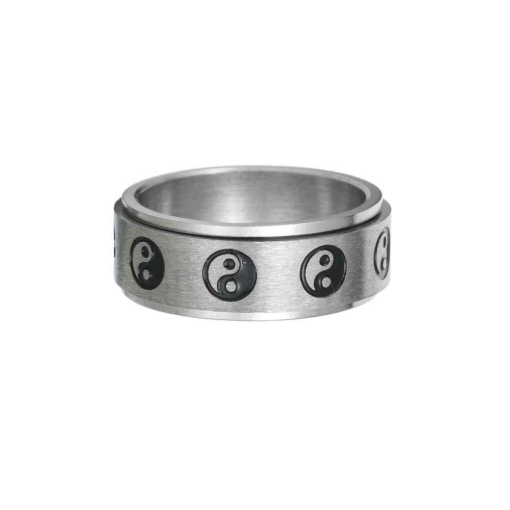 Yin-Yang Spinner Ring – Black or Silver Tone