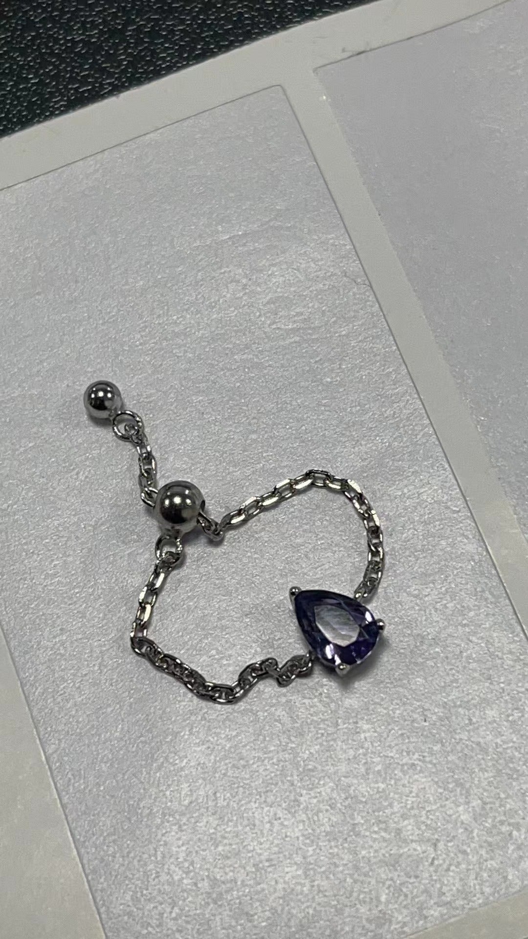 Adjustable Finger Chain Ring with Color and Shape Options