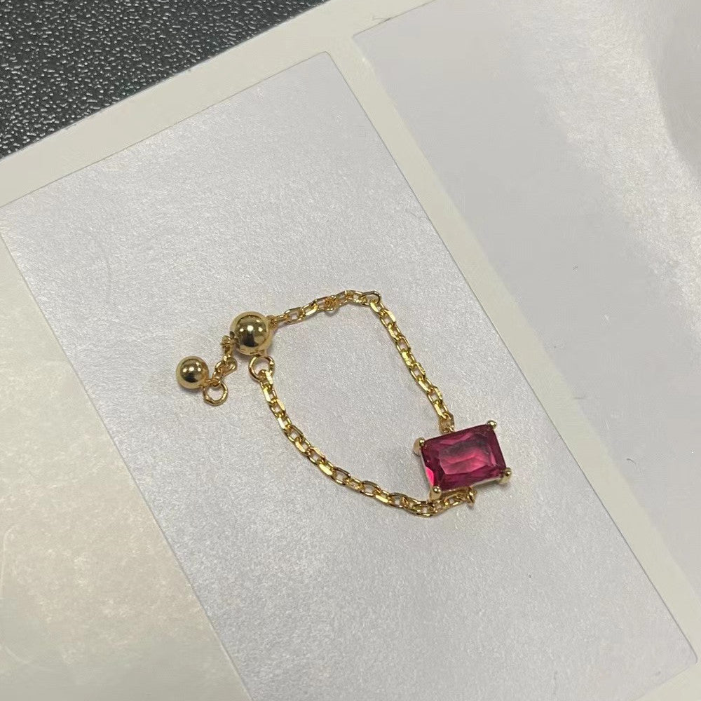 Adjustable Finger Chain Ring with Color and Shape Options