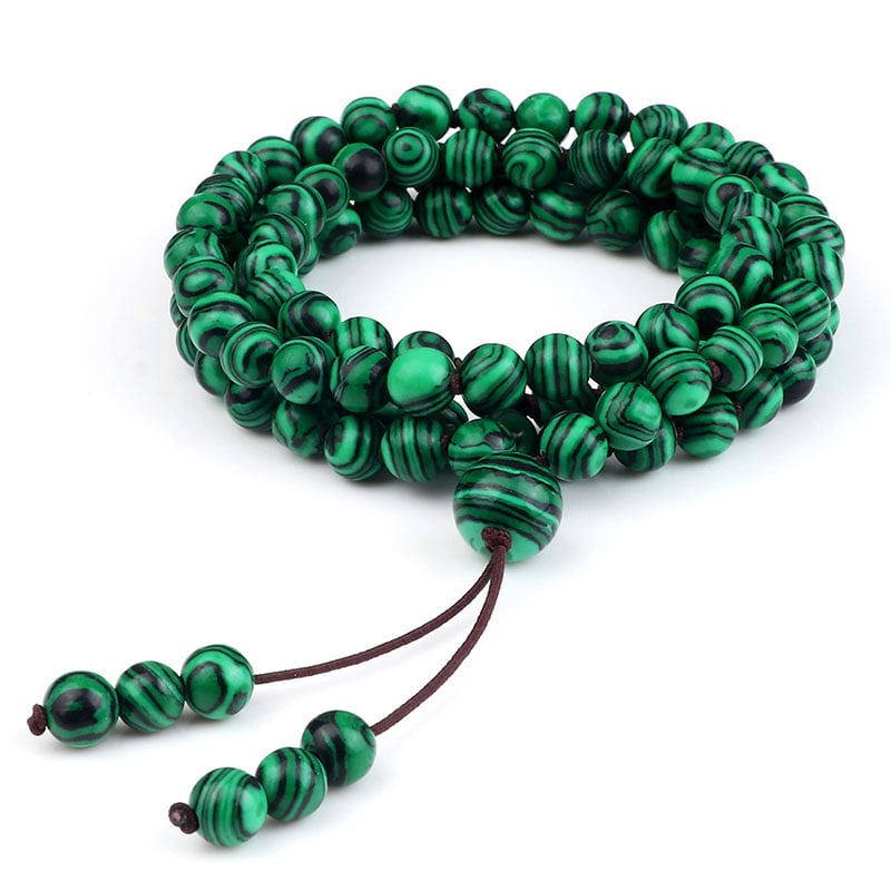 108 Bead Necklace with Malachite-Named and Mixed Color Options