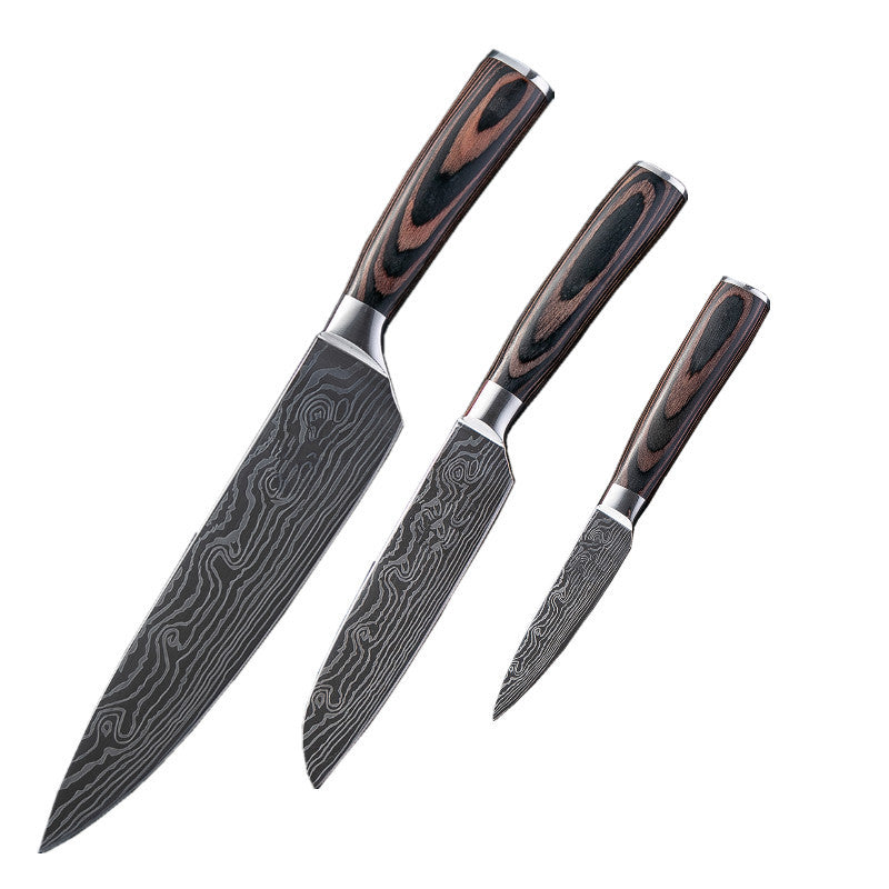 Damascus-Style Kitchen Knife Set