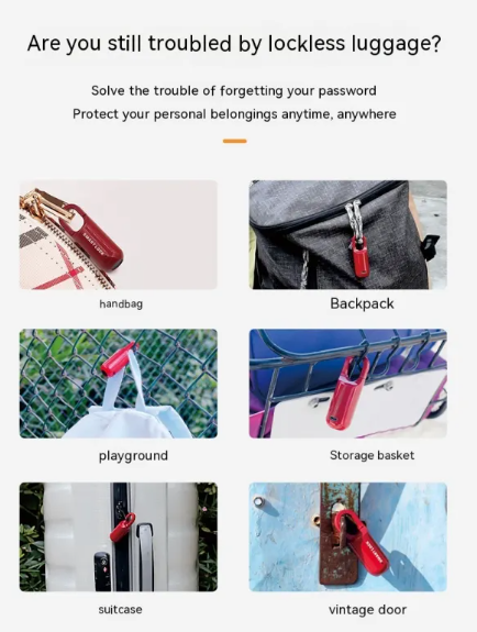 Compact Fingerprint Padlock – Red or Black