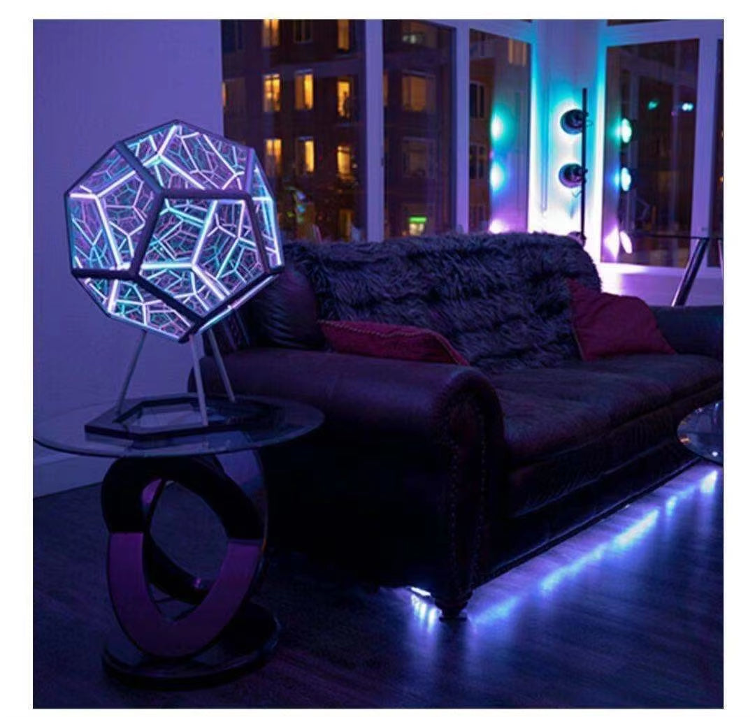 Geometric Accent Light with a Colorful Layered-Line Design