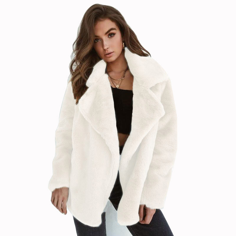 Women's Plush Collar Coat – Fitted Autumn & Winter Style