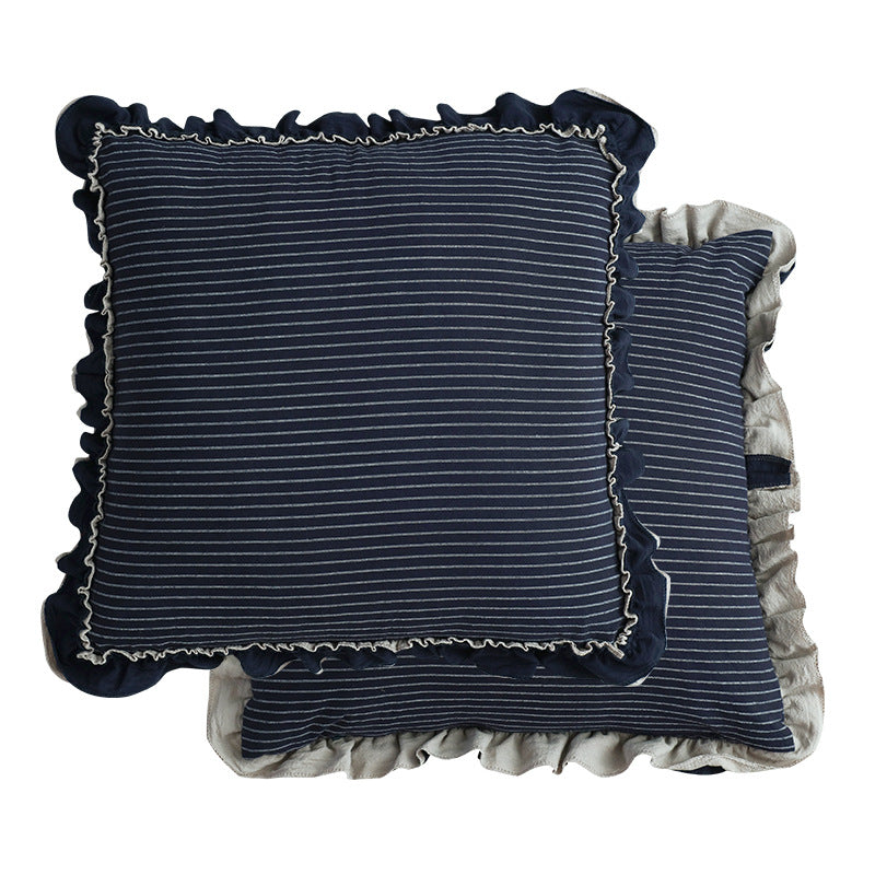 Ruffled Sofa Cushion with Striped Detail for Cozy Home Styling
