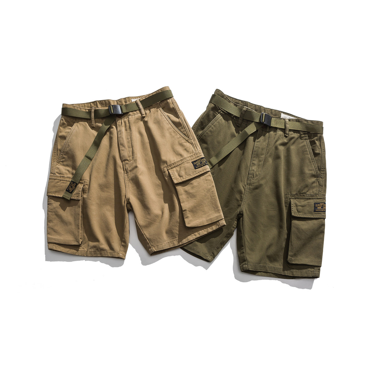 Multi-Pocket Cargo Shorts in Khaki or Army Green