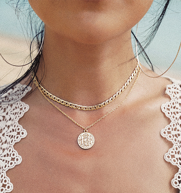 Vintage-Style Coin Pendant Necklace