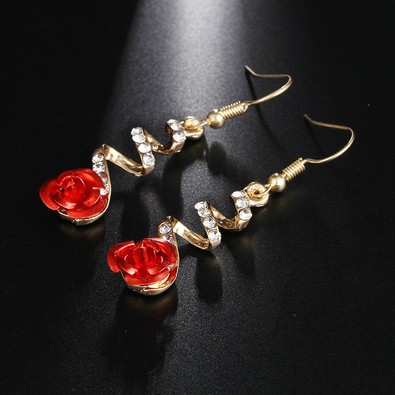 Rose Flower Earrings in Red for Everyday and Occasion Styling
