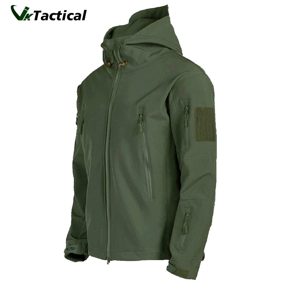 Men's Tactical Jacket with Adjustable Hood and Multiple Pockets