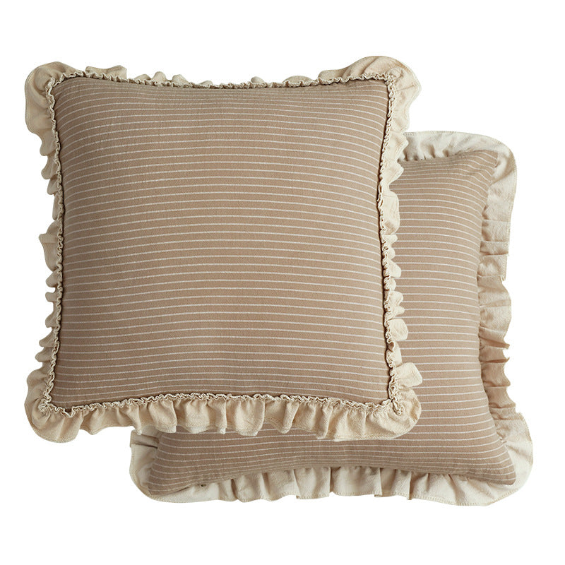 Ruffled Sofa Cushion with Striped Detail for Cozy Home Styling