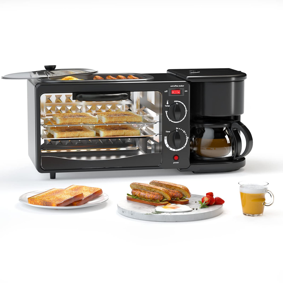 All-in-One Breakfast Station with Toaster Oven and Coffee Maker