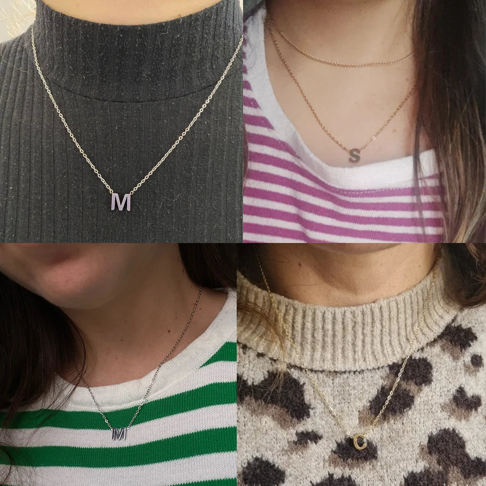Personalized Minimalist Necklace β A-Z Initial Pendant in Stainless Steel & Gold