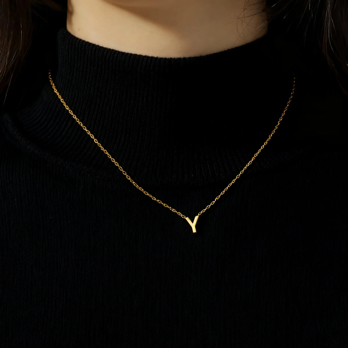 Personalized Minimalist Necklace β A-Z Initial Pendant in Stainless Steel & Gold
