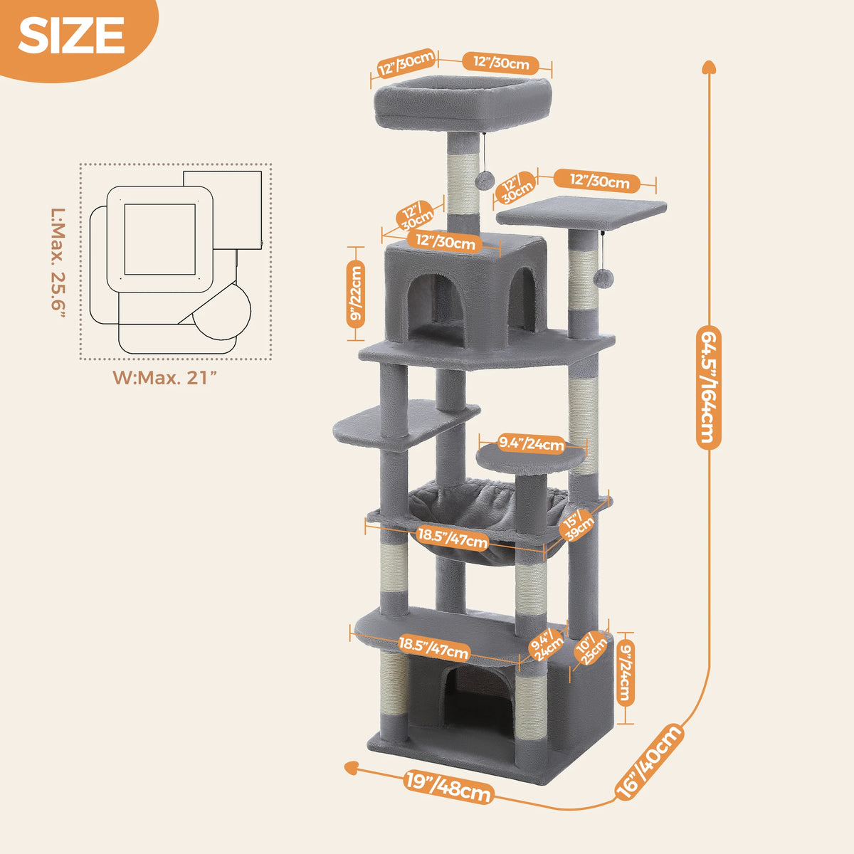 Transform Your Home with Our Large Cat Tree - 72.44 inches of Fun!