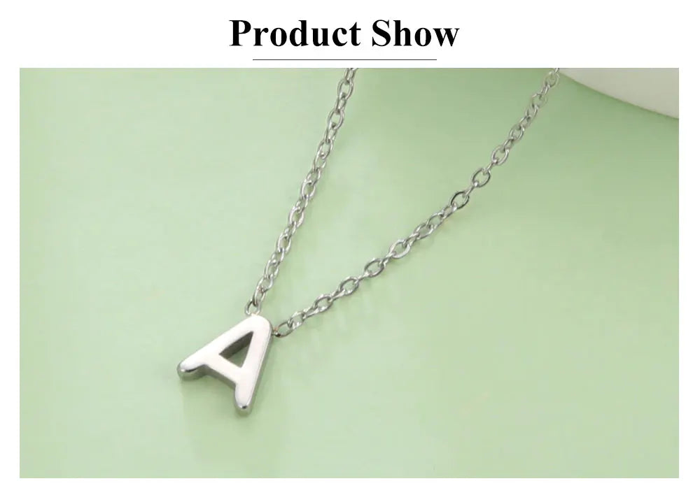 Personalized Minimalist Necklace β A-Z Initial Pendant in Stainless Steel & Gold