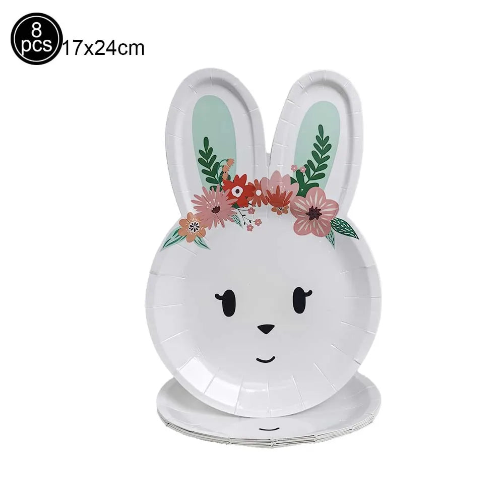 Easter Bunny Tableware Set – Adorable Disposable Plates, Cups & Napkins for Celebration Fun!