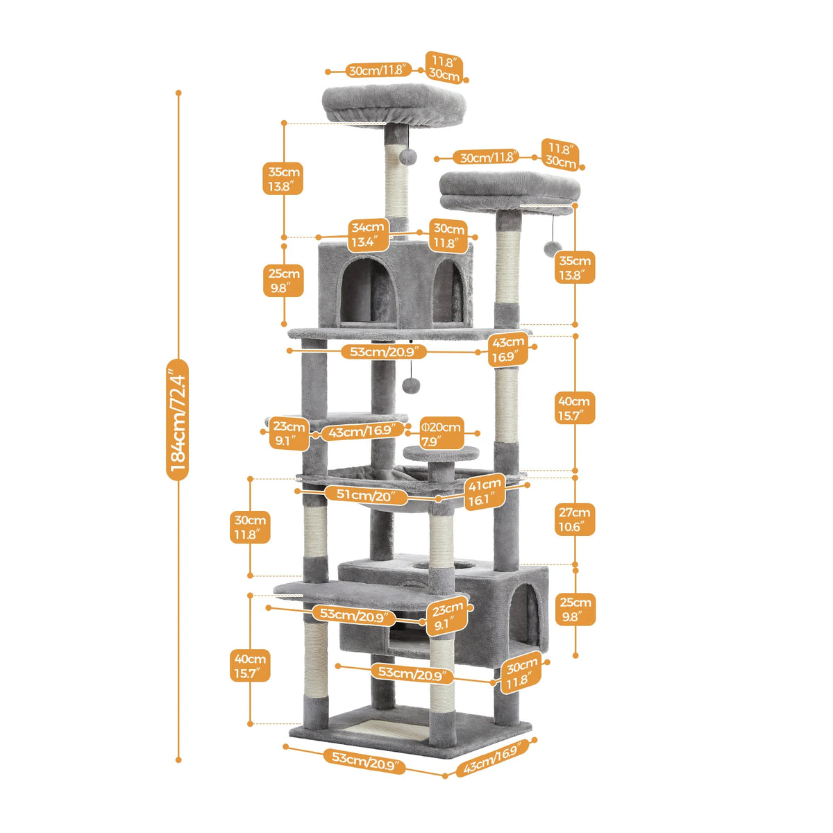 Transform Your Home with Our Large Cat Tree - 72.44 inches of Fun!