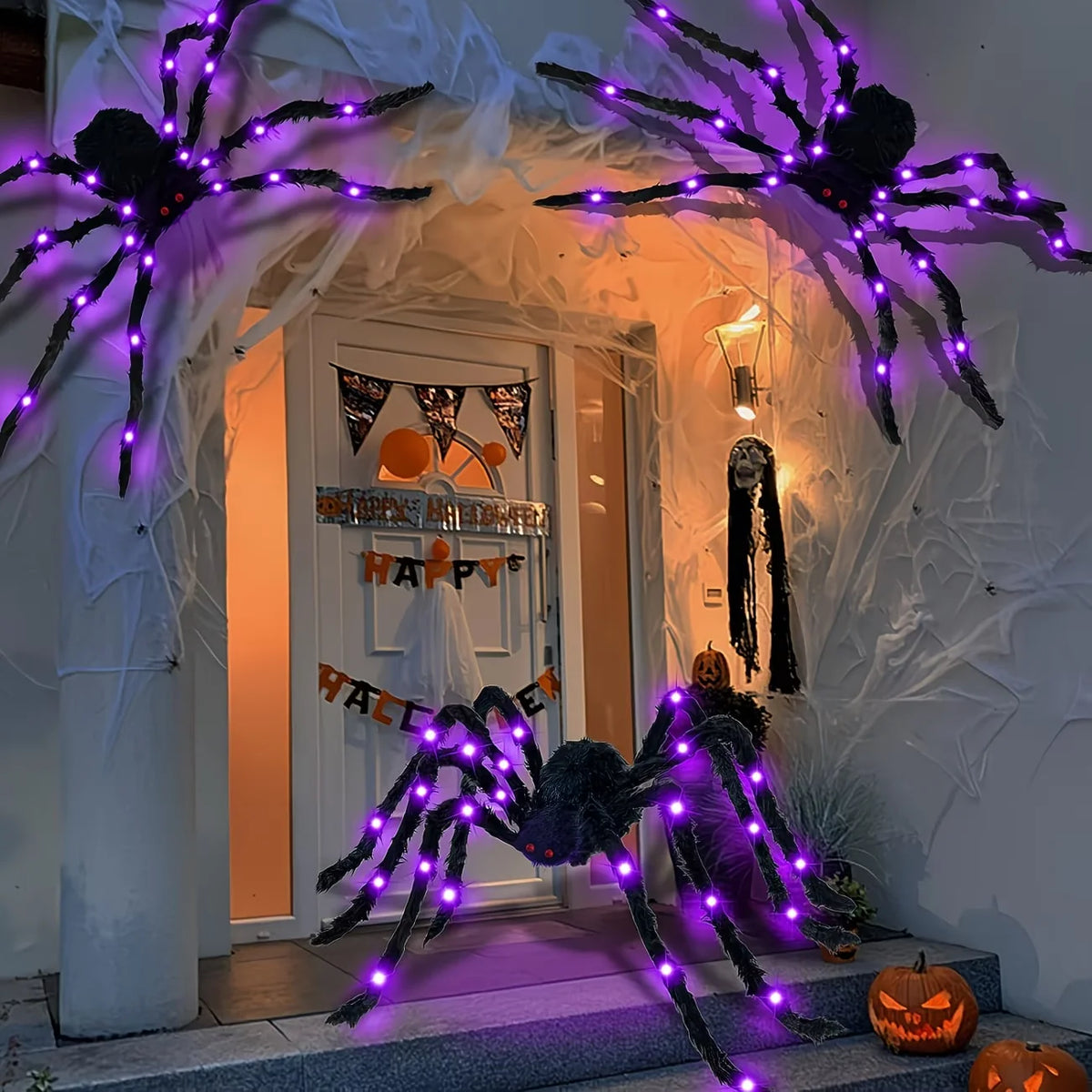 Spooktacular Halloween Light-Up Fuzzy Spider - Transform Your Haunting Decor