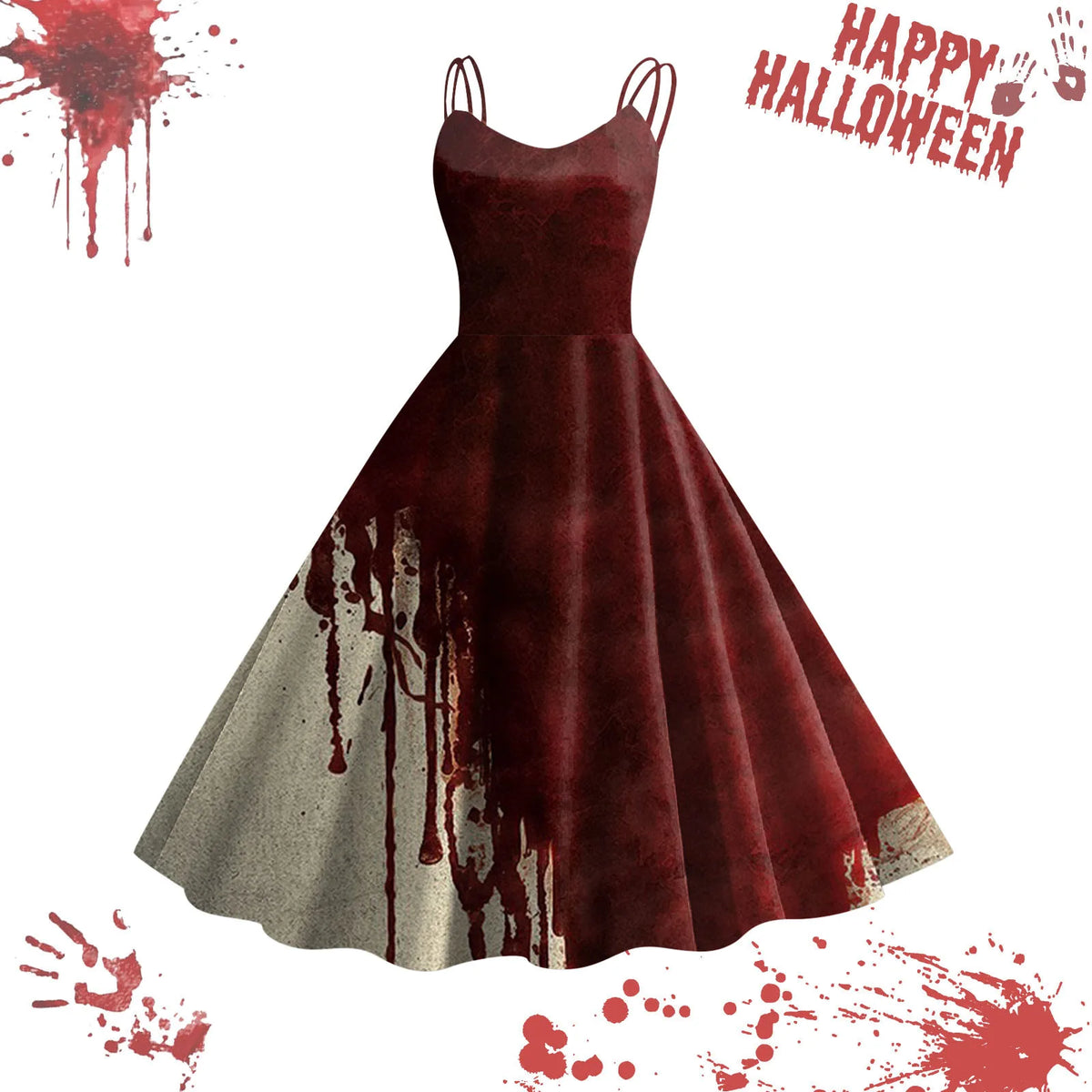 Spook-tacular Halloween Blood Dress for Women - Perfect for Masquerade and Carnival Fun!