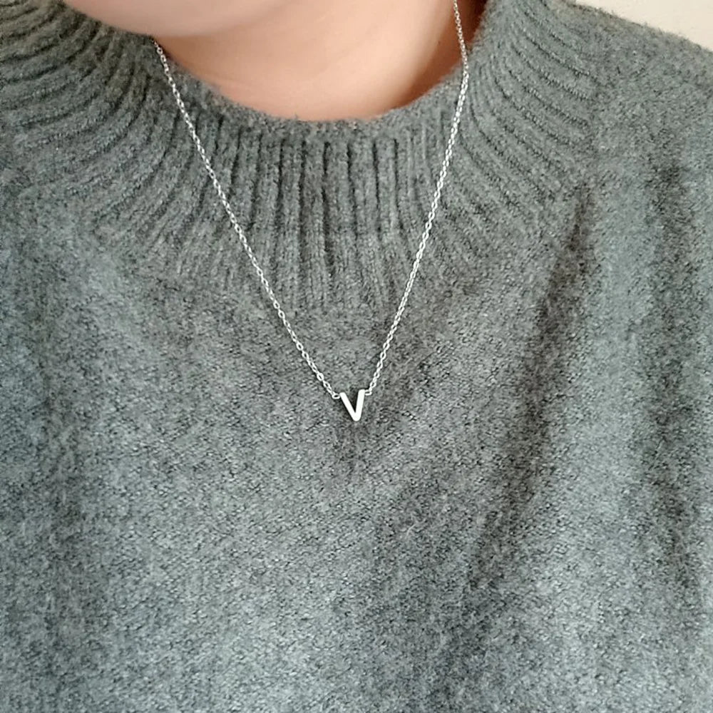 Personalized Minimalist Necklace β A-Z Initial Pendant in Stainless Steel & Gold