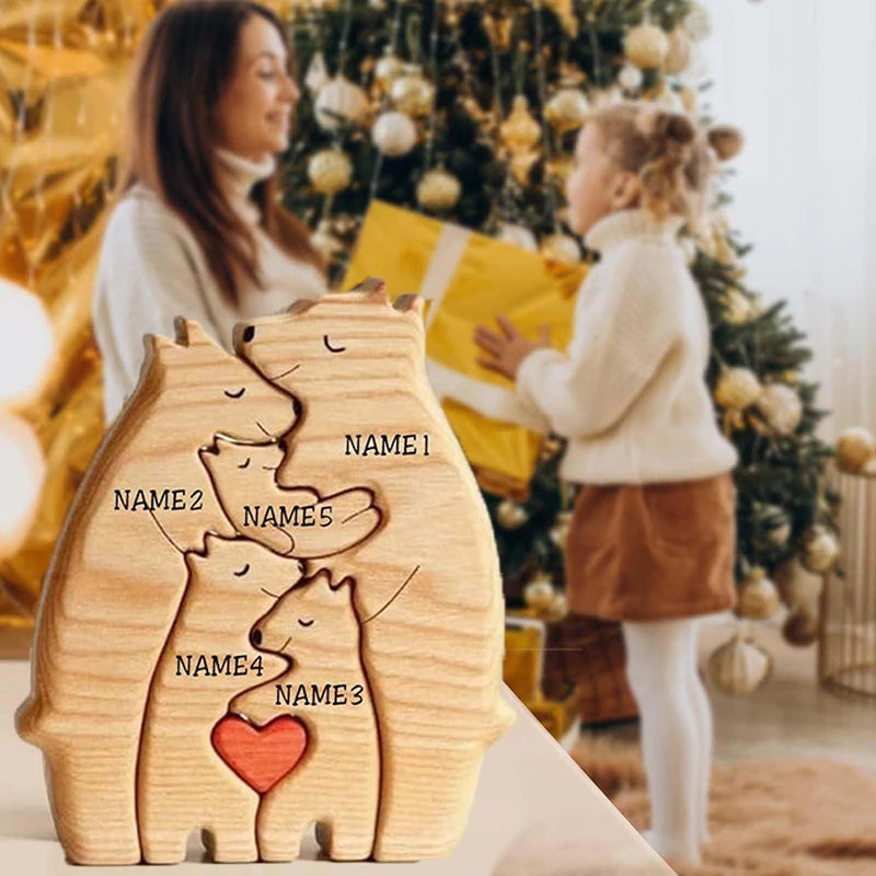 Engaging Personalized Wooden Bear Puzzle – A Heartfelt Family Keepsake