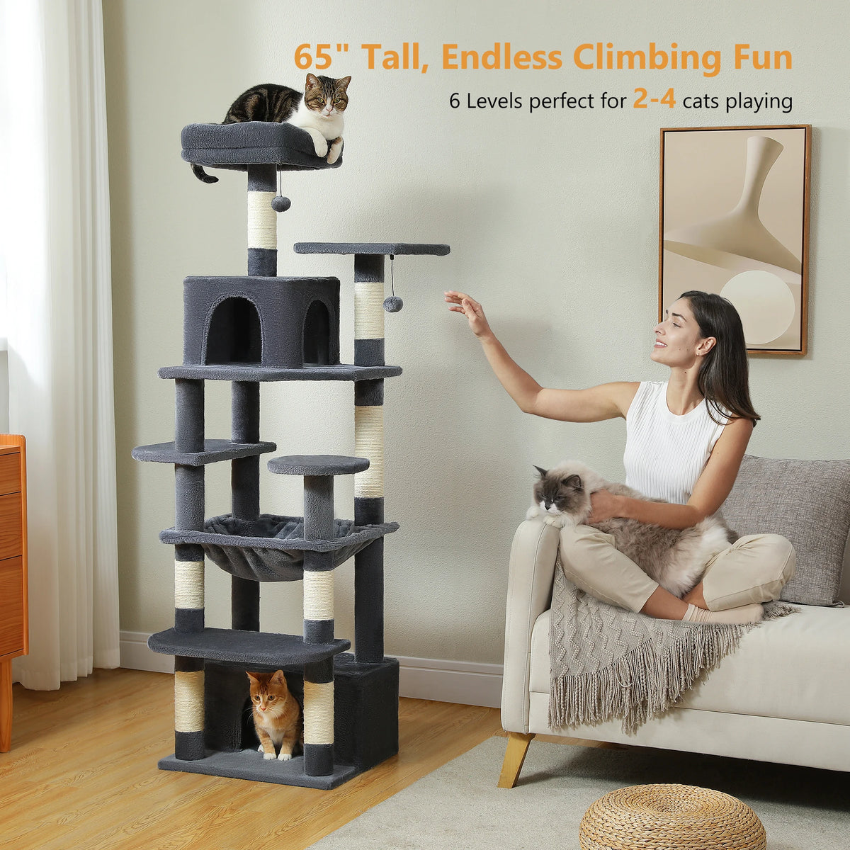 Transform Your Home with Our Large Cat Tree - 72.44 inches of Fun!
