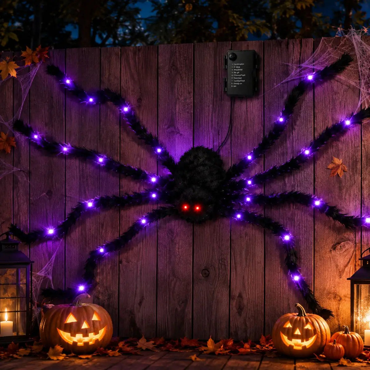 Spooktacular Halloween Light-Up Fuzzy Spider - Transform Your Haunting Decor