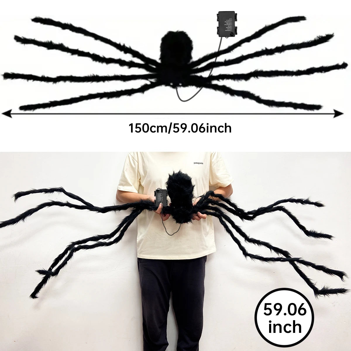 Spooktacular Halloween Light-Up Fuzzy Spider - Transform Your Haunting Decor