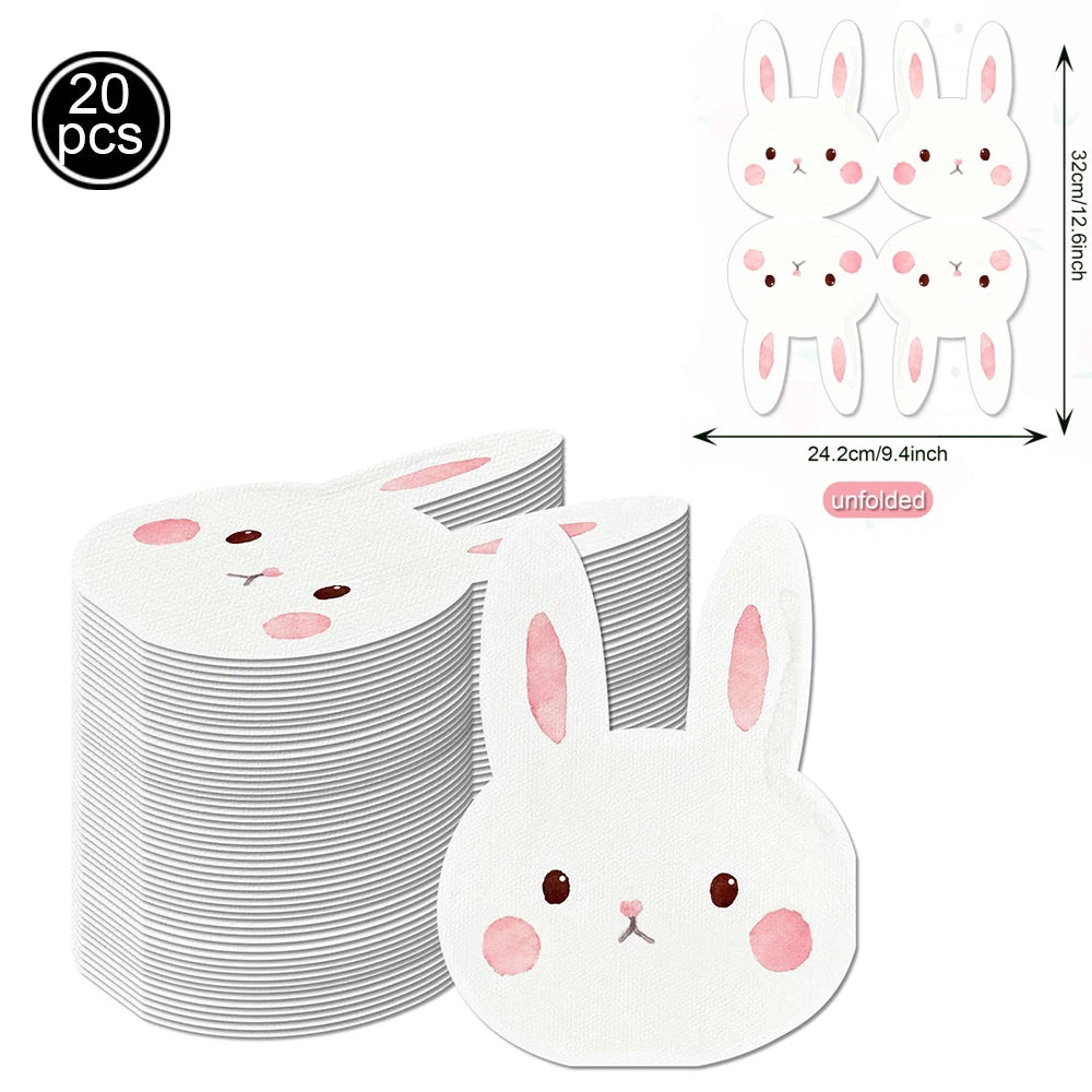 Easter Bunny Tableware Set – Adorable Disposable Plates, Cups & Napkins for Celebration Fun!
