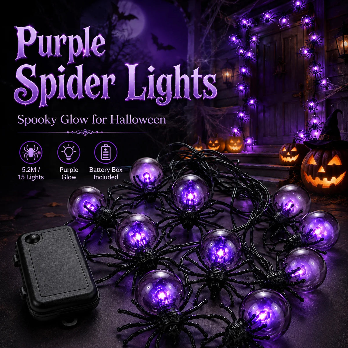 Spook Up Your Decor: Halloween Spider String Lights for Enchanting Ambiance