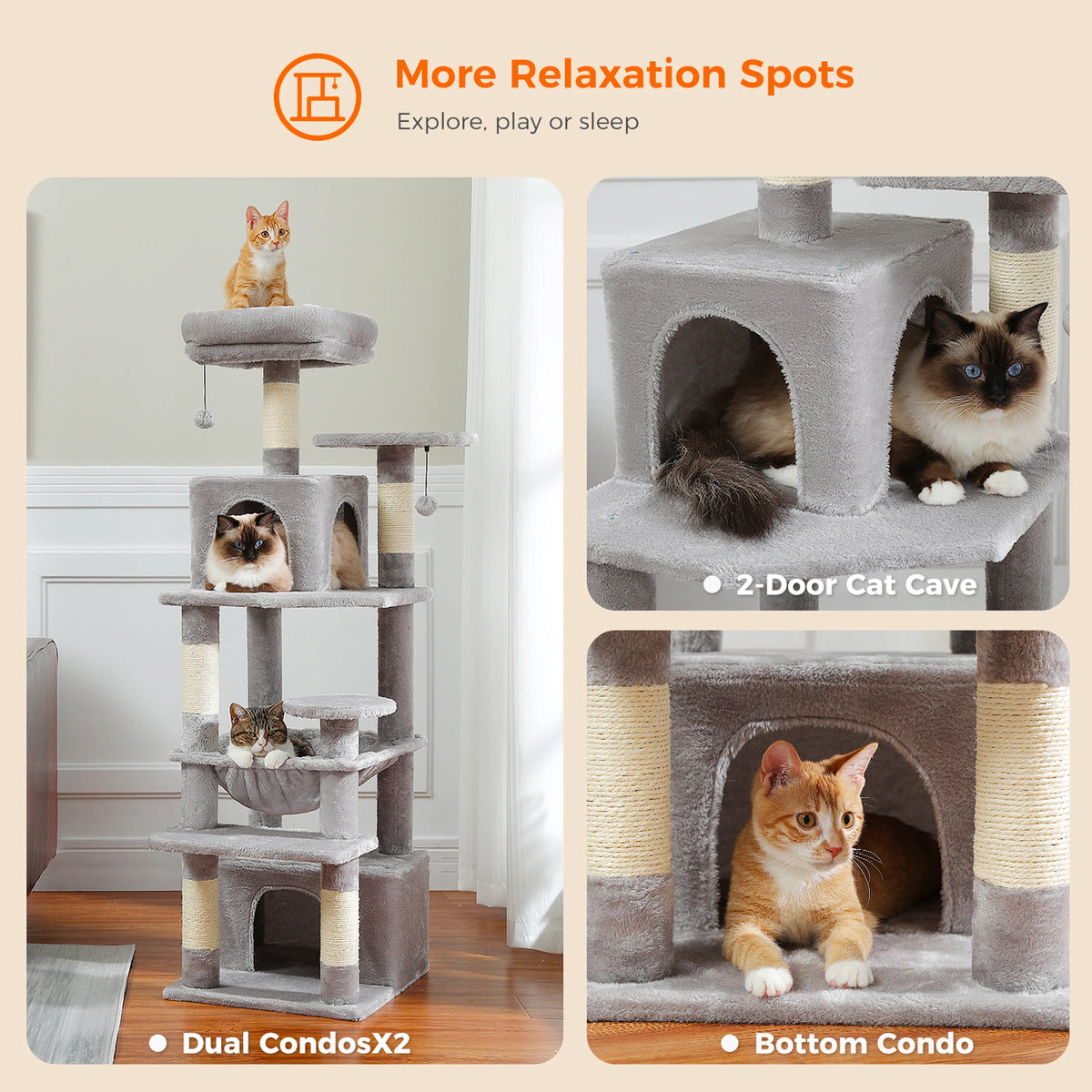 Transform Your Home with Our Large Cat Tree - 72.44 inches of Fun!