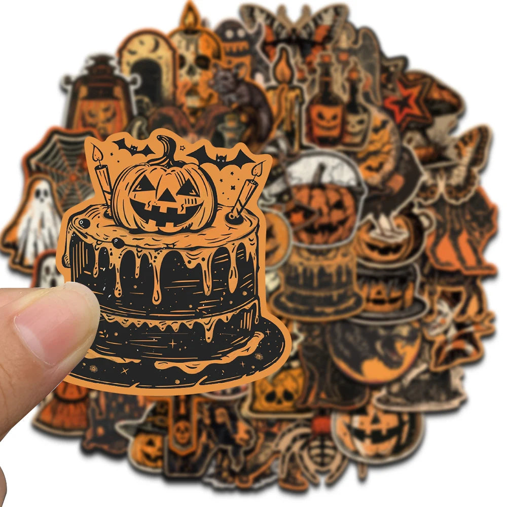 Transform Your Decor with 50/100PCS Retro Halloween Stickers – Perfect for Spooky Customization!