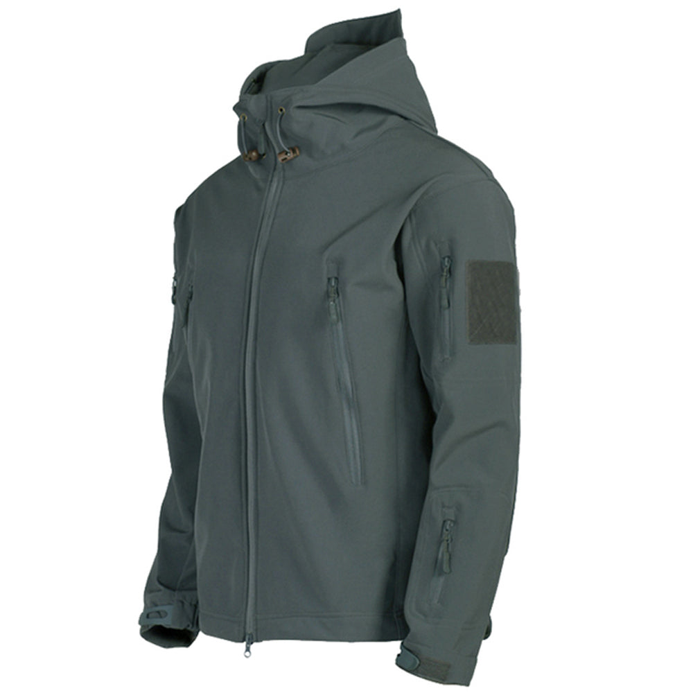 Men's Tactical Jacket with Adjustable Hood and Multiple Pockets