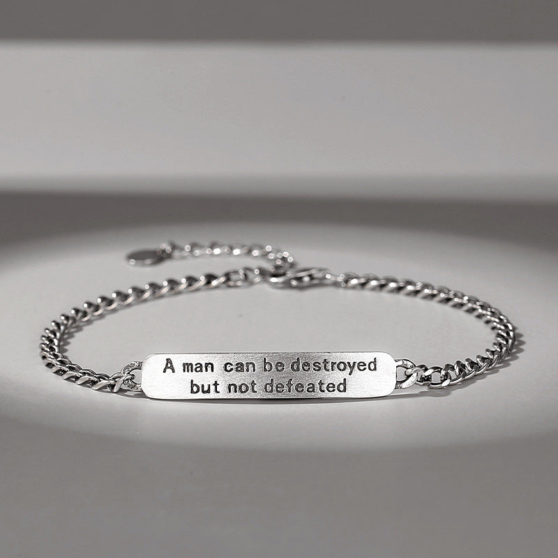 Men’s Message-Plate Chain Bracelet – Silver Tone