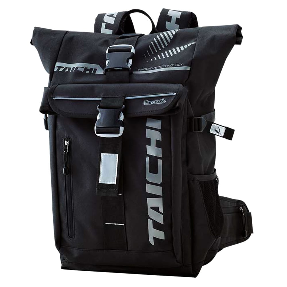 Graphic Roll-Top Backpack with Front Buckle and Side Straps