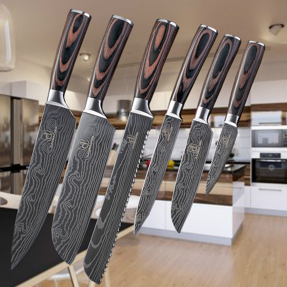 Damascus-Style Kitchen Knife Set
