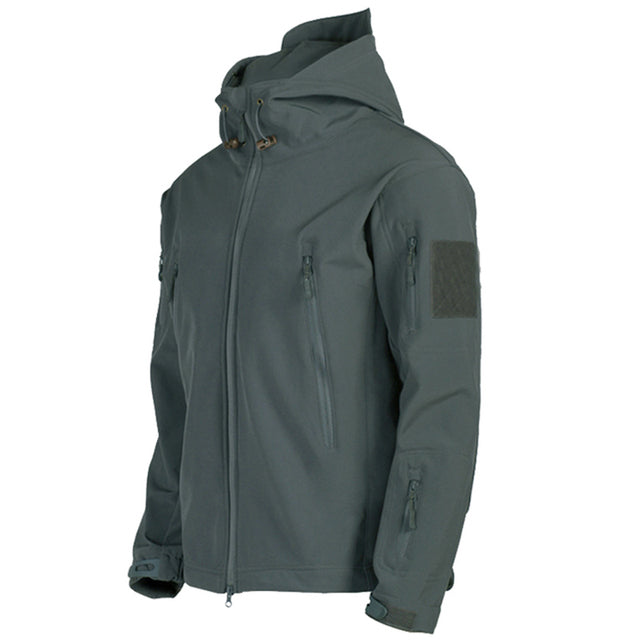 Men's Tactical Jacket with Adjustable Hood and Multiple Pockets